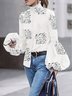 Stand Collar Vintage Letter Top