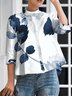 Floral Urban Printing Half Turtleneck Blouse