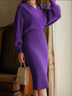 Plus Size Urban Regular Fit Sweater Midi Dress With No Belt