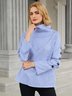 Casual High Neck Striped Long Sleeve Top